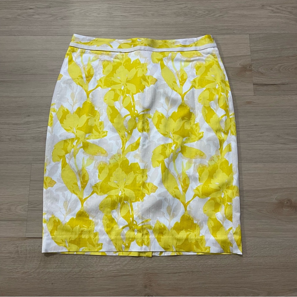 Banana Republic Bright Yellow Floral Pencil Skirt